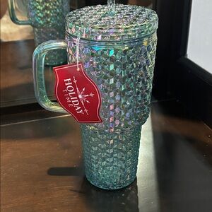 HOLIDAY TIME-30oz Textured Tumbler Cup - iridescent Blue
